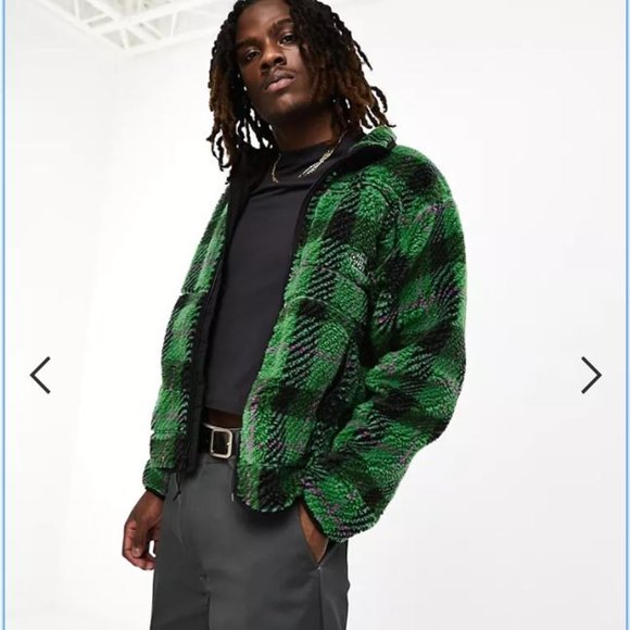 The North Face Extreme Pile full zip jacket in green plaid - Size M